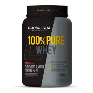 100% Pure Whey Sabor Morango Com 900g Probiótica