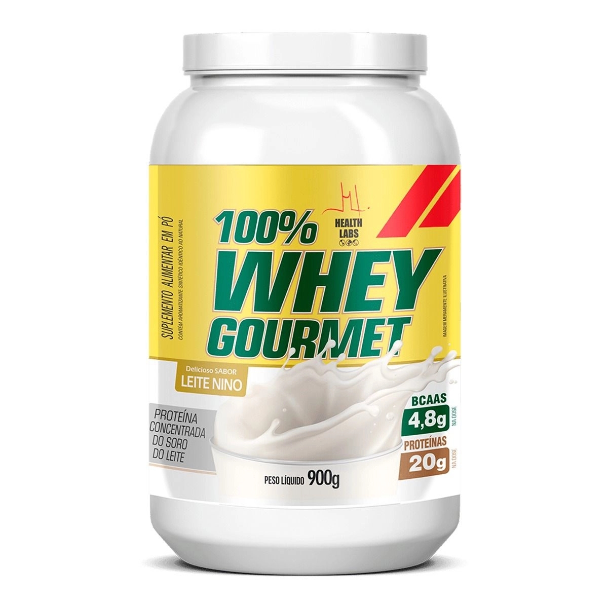 100% Whey Gourmet Sabor Leite Nino 900g Health Labs