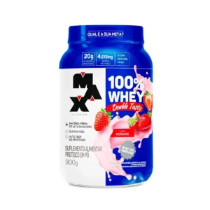 100% Whey Max Titanium Double Tasty Morango 900g