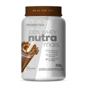 100% Whey Nutra Mais Sabor Chocolate Com 450G Probiótica