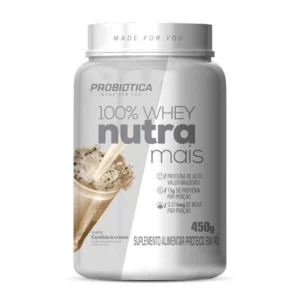 100% Whey Nutra Mais Sabor Cookies e Cream Com 450G Probiótica