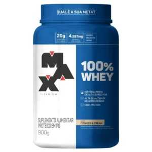 100% Whey Protein Sabor Cookies e Cream Max Titanium 900g