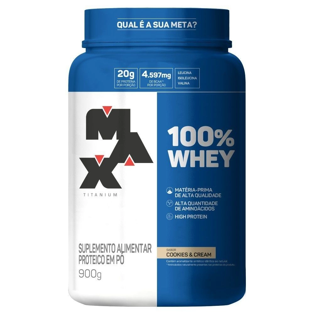 100% Whey Protein Sabor Cookies e Cream Max Titanium 900g