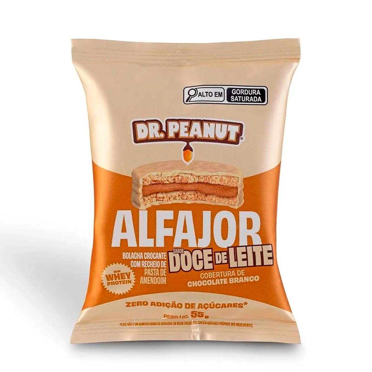 Alfajor Sabor Doce de Leite Com Cobertura de Chocolate Branco 55g Dr. Peanut