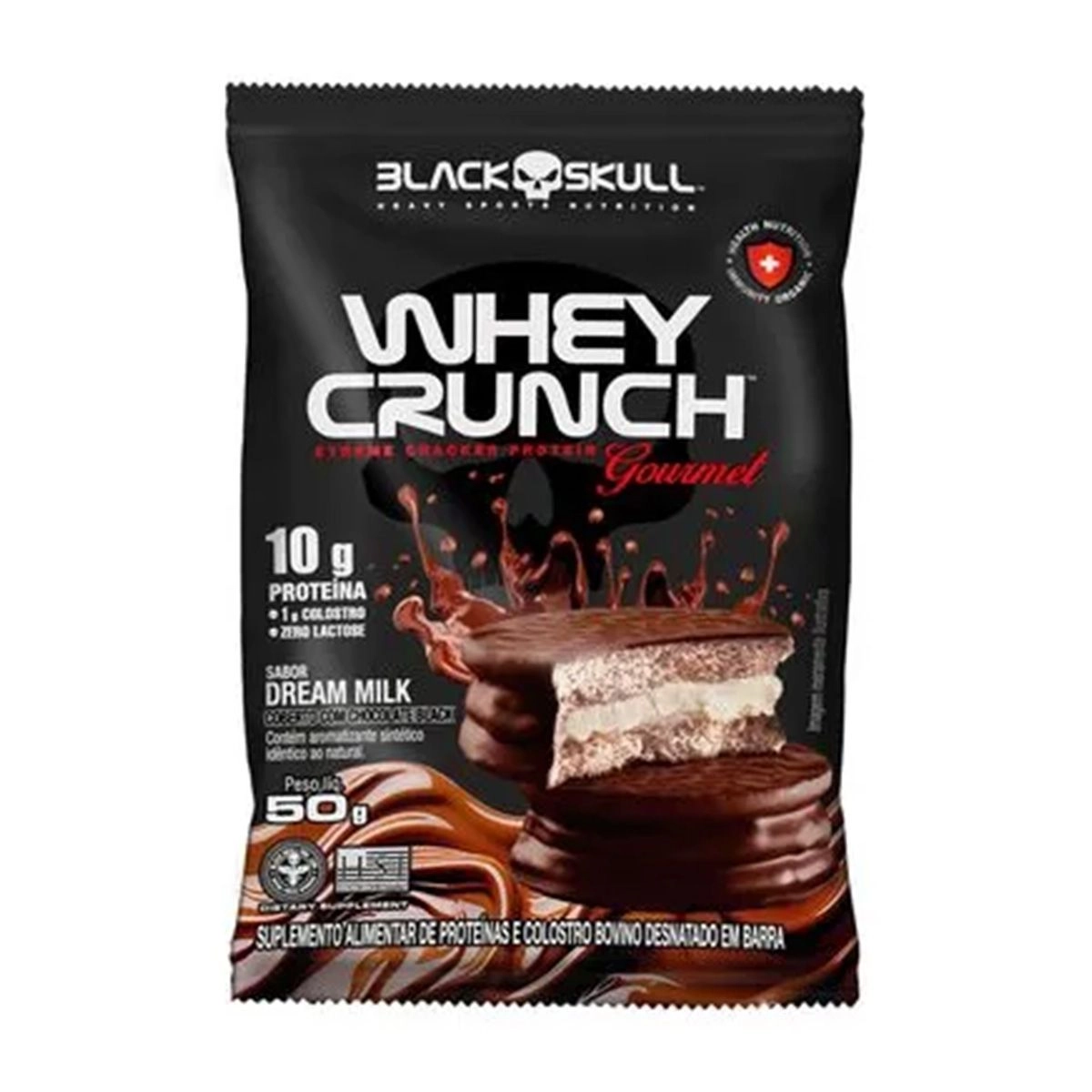 Alfajor Whey Crunch Gourmet Sabor Dream Milk 50g Black Skull