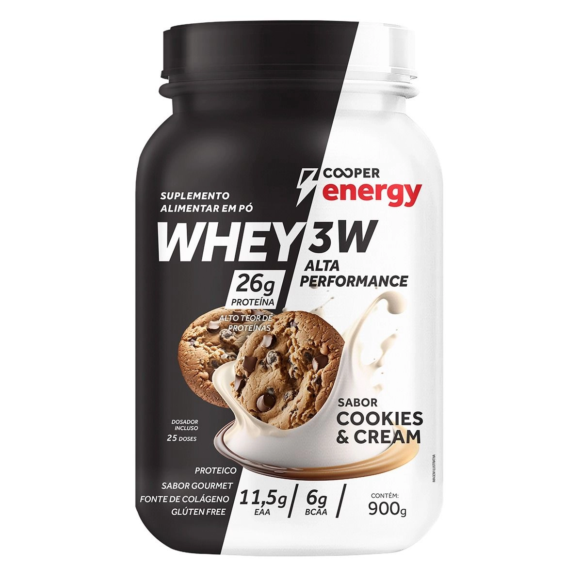 Cooper Energy Whey Protein 3w Sabor Cookies E Cream 900g