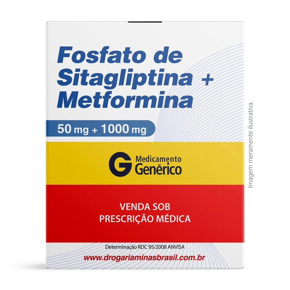 Fosfato De Sitagliptina 50mg + Metformina 1000mg 56 Comprimidos Revestidos Genérico Sandoz