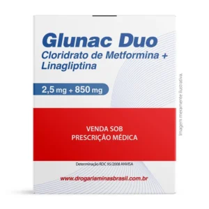 Glunac Duo Linagliptina 2,5mg Com Cloridrato de Metformina 850mg Com 60 Comprimidos Revestidos