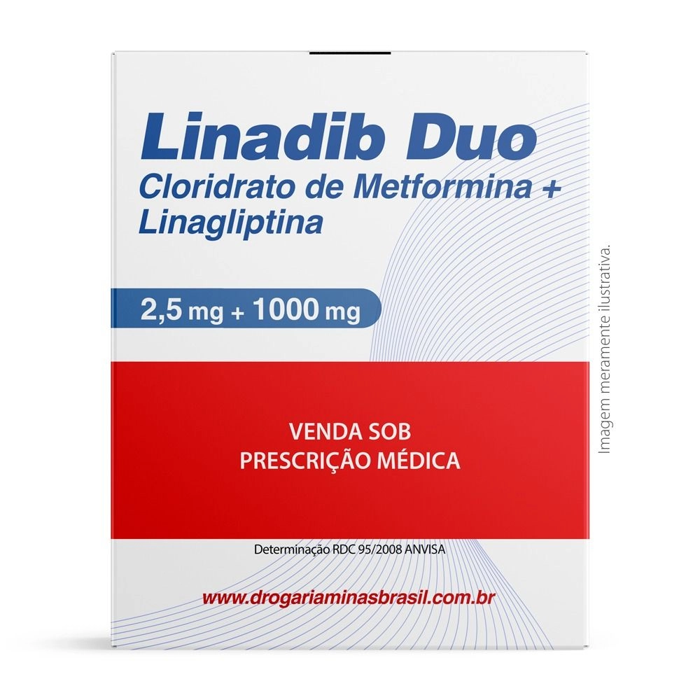 Linadib Duo Linagliptina 2,5Mg e Cloridrato de Metformina 1000Mg Com 60 Comprimidos