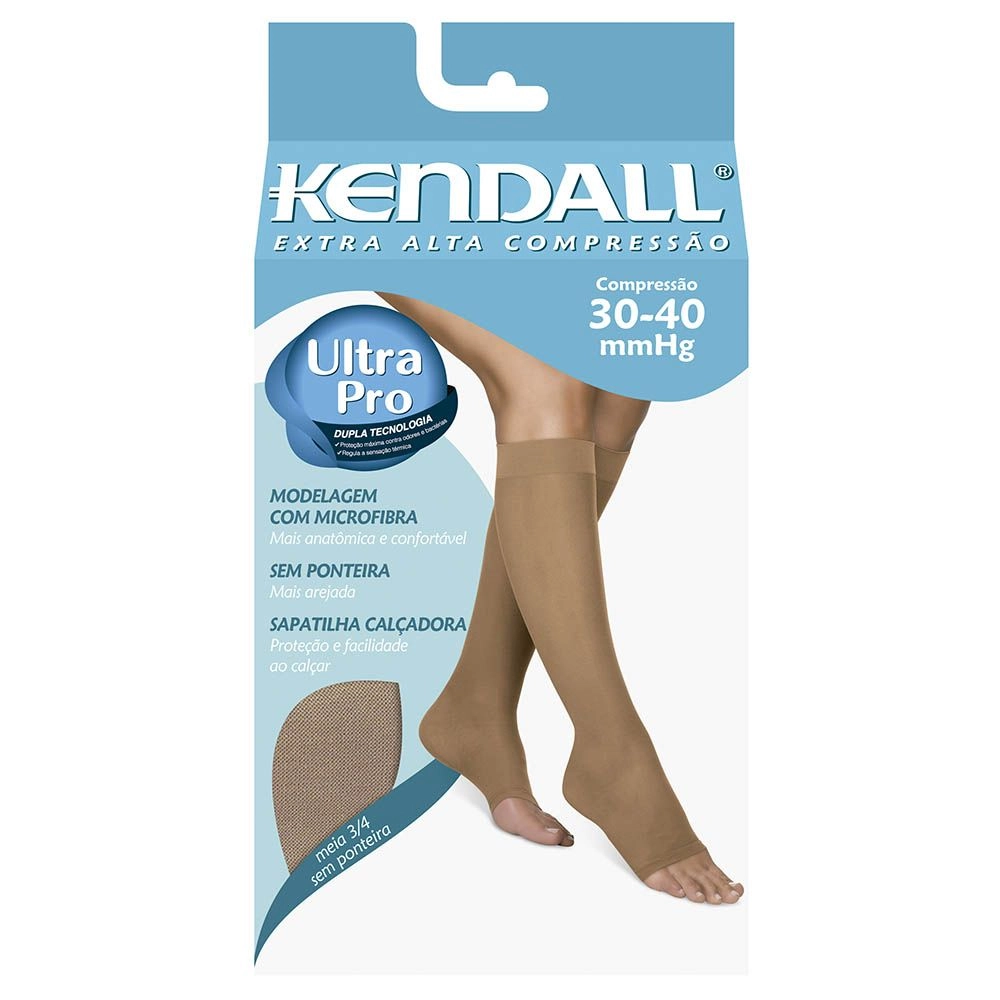 Meia Elástica Kendall 3/4 Tamanho Médio Cor Mel 30-40 MMHG Ref:411902
