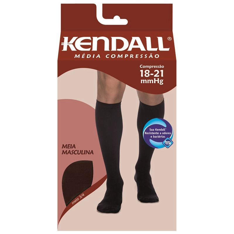 Meia Elástica Kendall AD Masculina Tamanho Grande Cor Marrom Compressão 18-21 MMHG Ref:411803