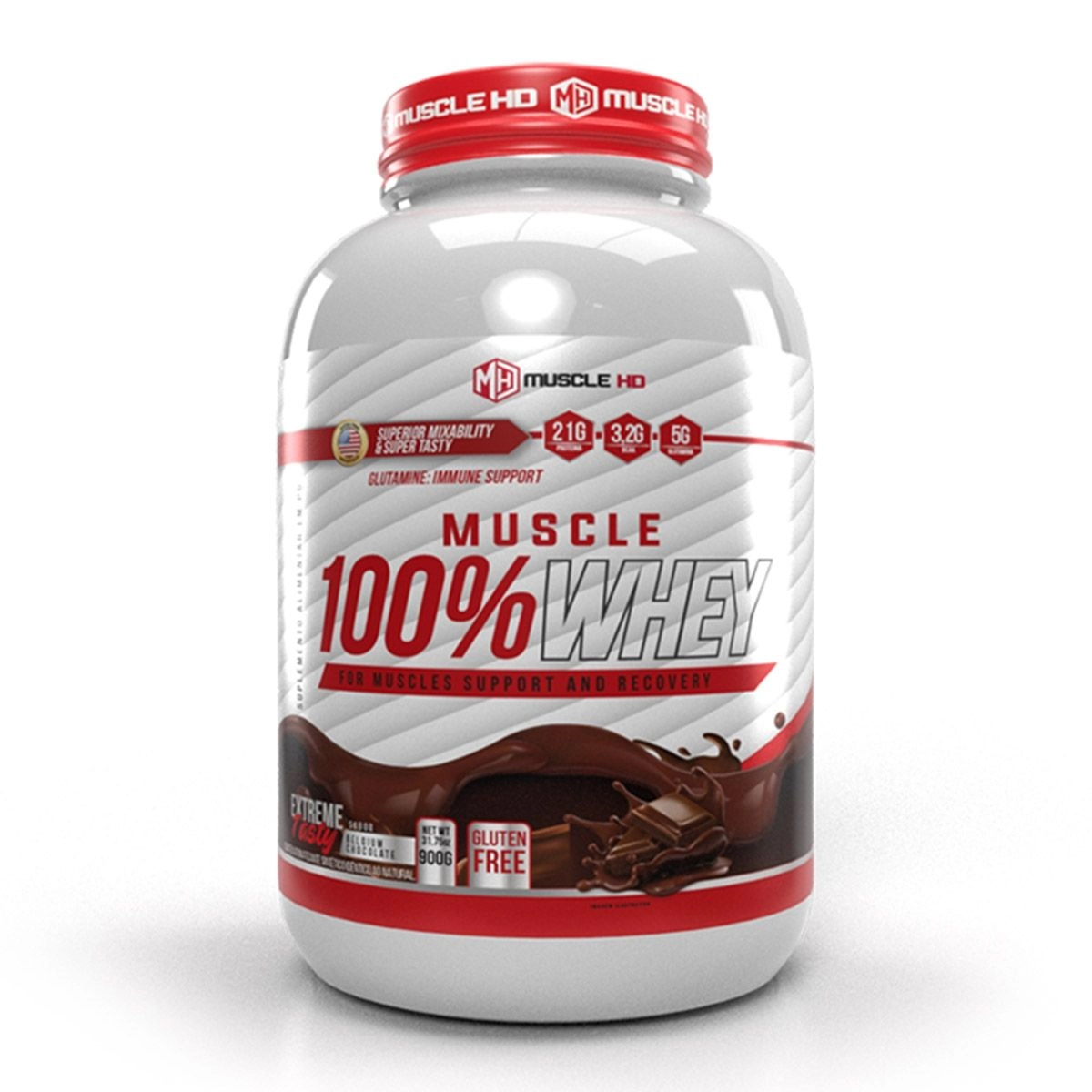 Muscle 100% Whey Sabor Chocolate 900g Muscle HD
