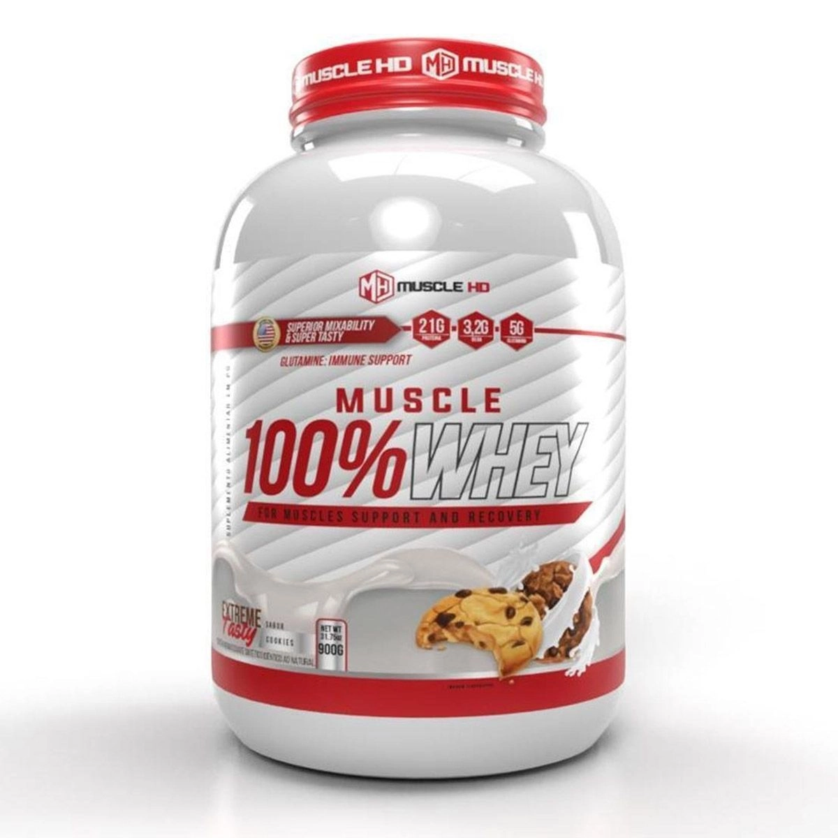 Muscle 100% Whey Sabor Cookies 900g Muscle HD