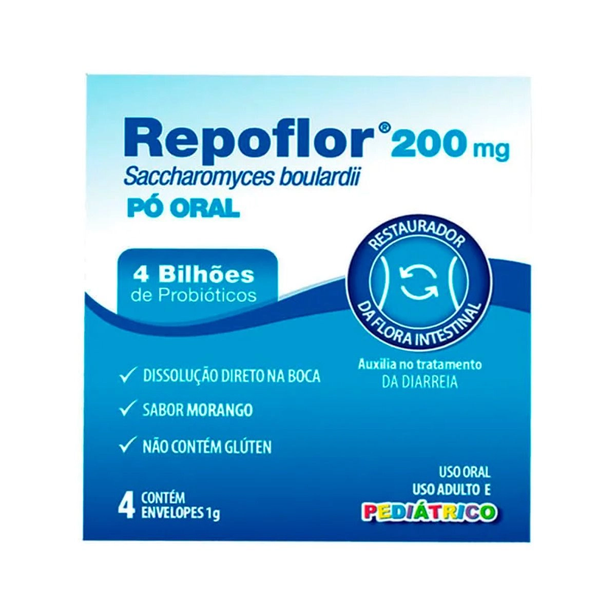 Repoflor Pediátrico 200Mg Pó Oral Com 4 Envelopes De 1G