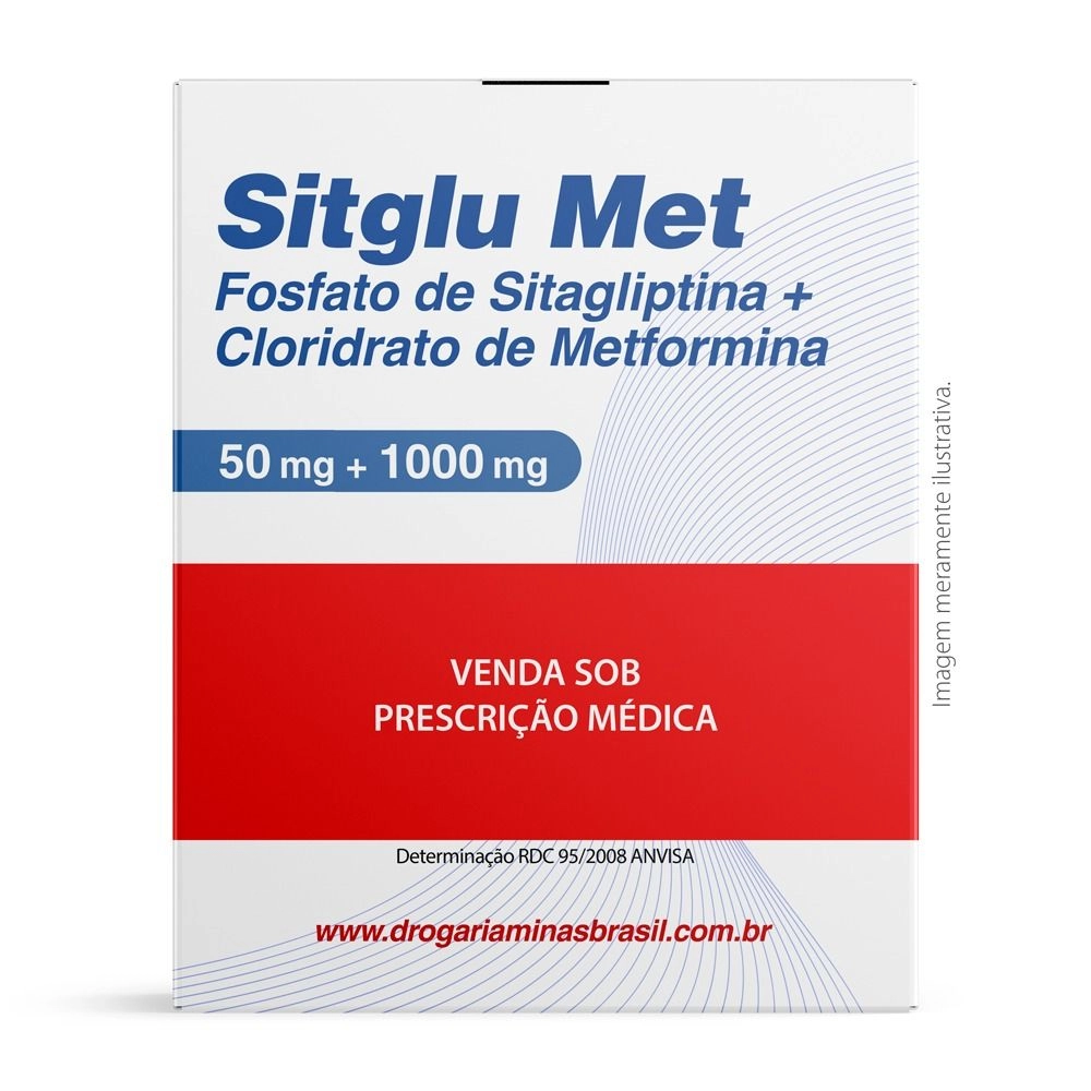 Sitglu Met Cloridrato de Metformina 1000mg Fosfato de Sitagliptina 50mg Com 56 Comprimidos Brace Pharma