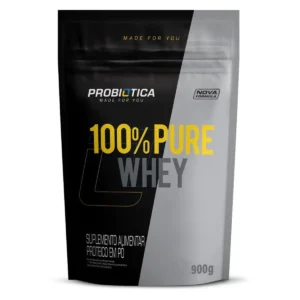 Suplemento Alimentar 100% Pure Whey Refil Sabor Morango 900G Probiotica
