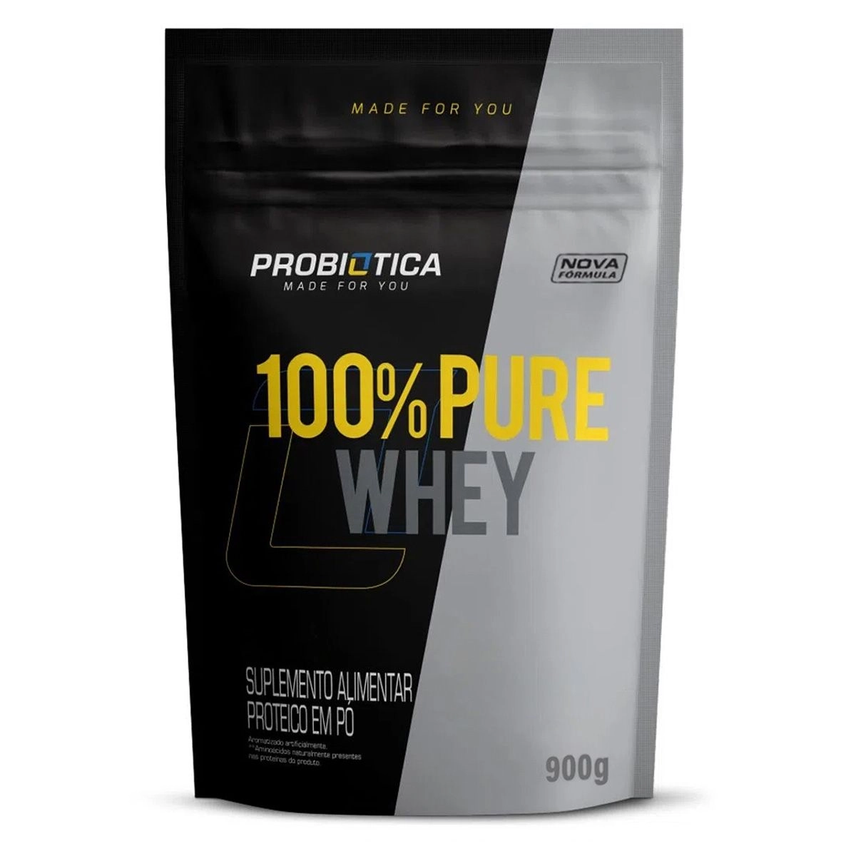 Suplemento Alimentar 100% Pure Whey Refil Sabor Morango 900G Probiotica