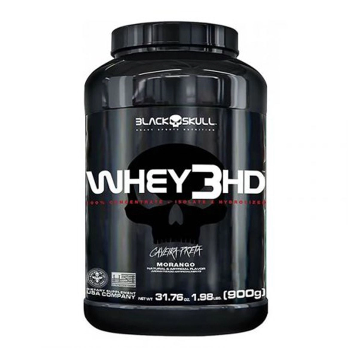 Suplemento Whey 3Hd Sabor Morango 900G Black Skull