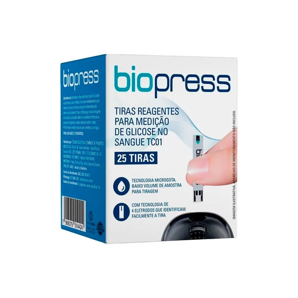 Tiras Reagentes Para Medição de Glicose 25 Unidades Biopress