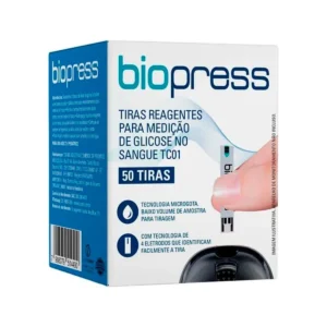 Tiras Reagentes Para Medição de Glicose Com 50 Unidades Biopress