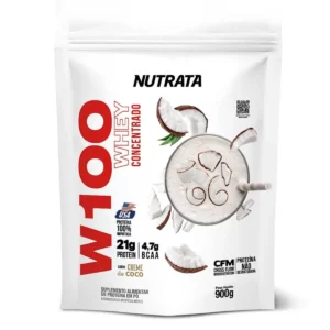 W100 Whey Concentrado Sabor Creme De Coco Refil Com 900g Nutrata