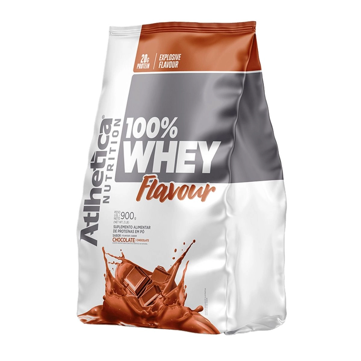 Whey 100% Flavour Chocolate Pacote 900g Atlhetica Nutrition