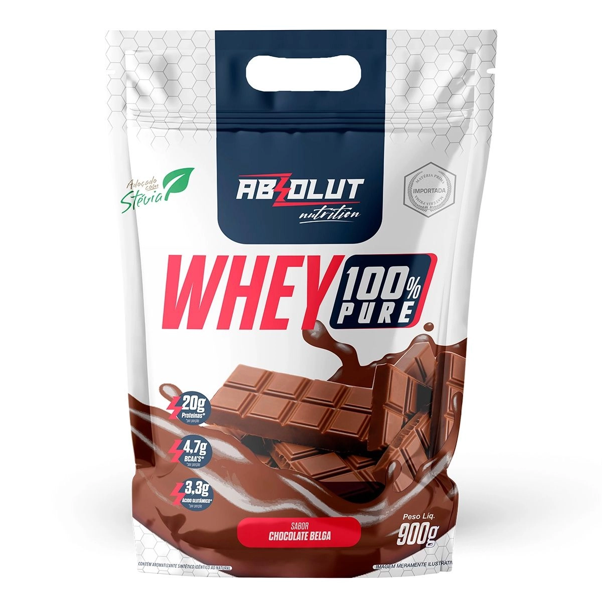Whey Concentrado 100% Pure Sabor Chocolate Belga 900g Refil Absolut Nutrition