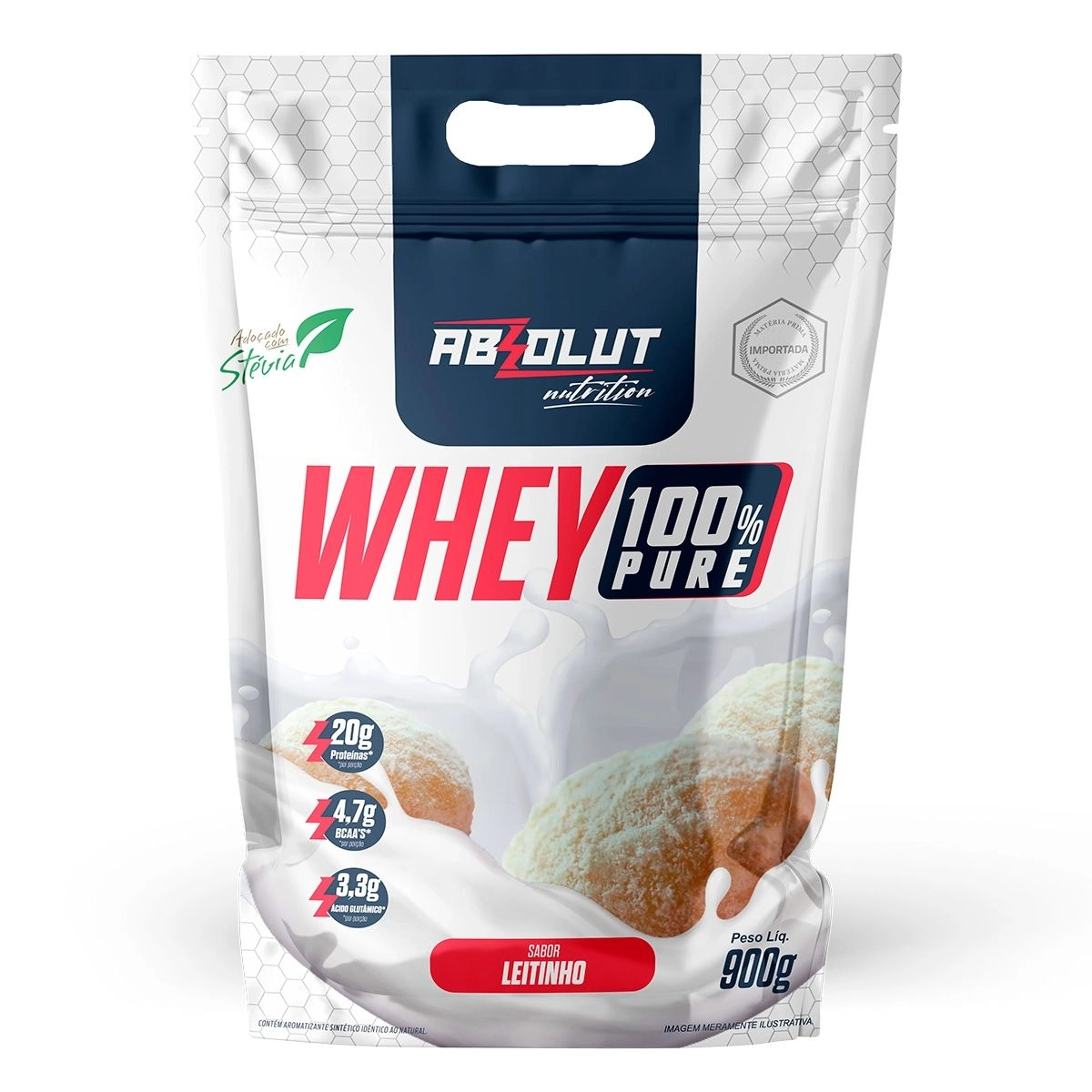 Whey Concentrado 100% Pure Sabor Leitinho 900g Refil Absolut Nutrition