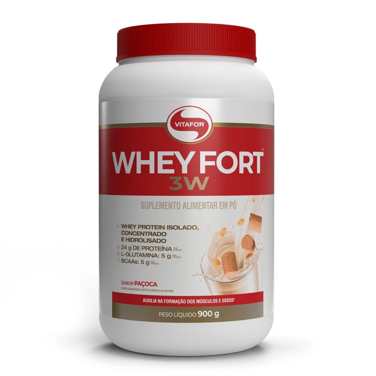 Whey Fort 3W Sabor Paçoca 900G Vitafor